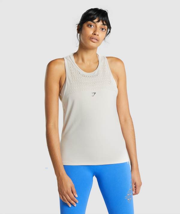 Damske Tielko Gymshark Energy Seamless Loose Vest Krém | WZ2175638
